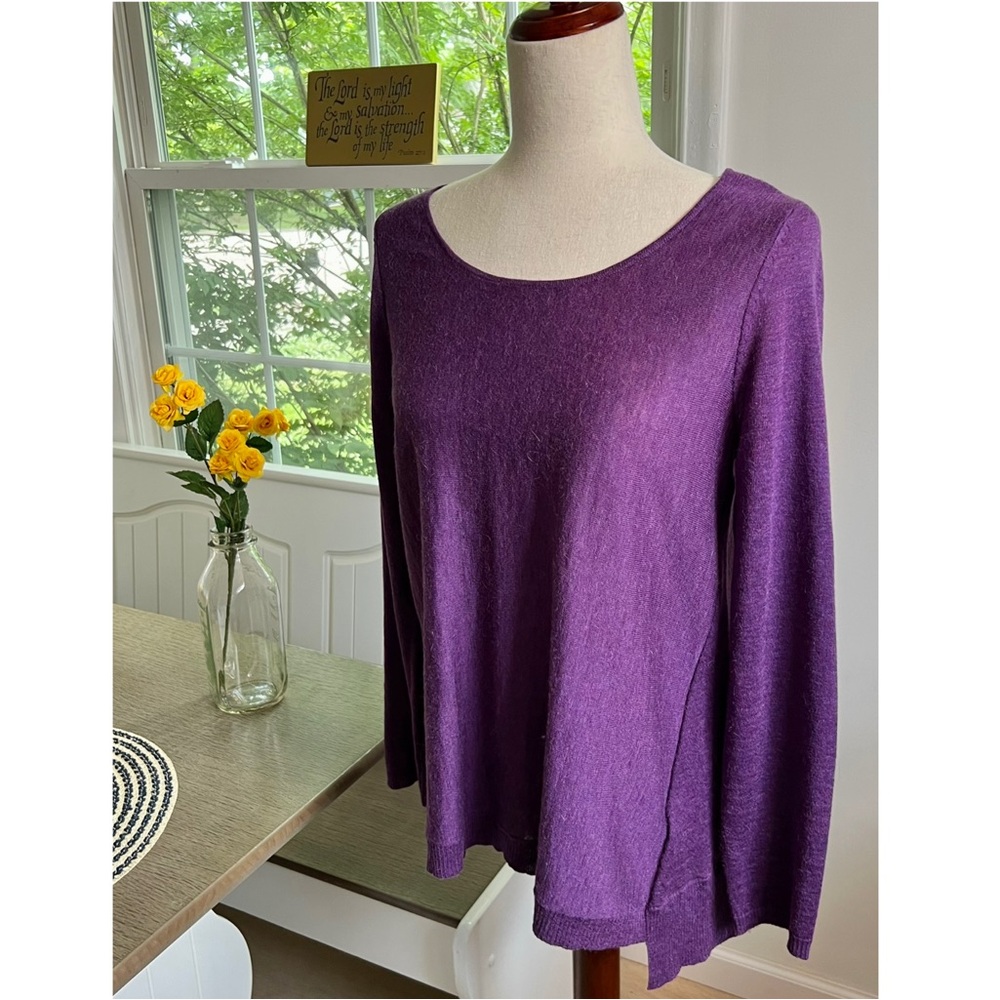 Eileen Fisher Alpaca Wool Blend Lightweight Pullover Scoop Neck Purple Top